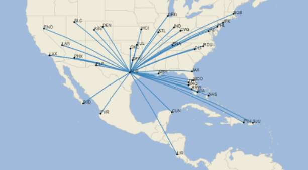 rutas de american airlines