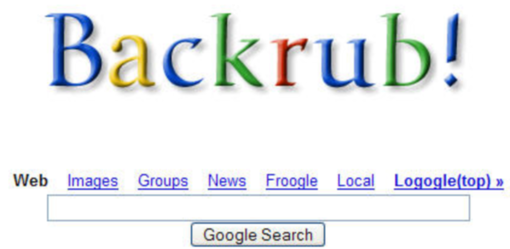 Backrub primer logo de Google