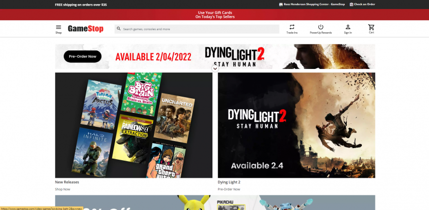 Sitio web de GameStop