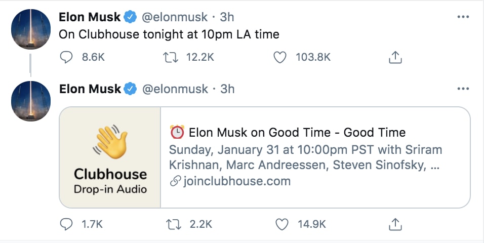 Clubhouse Elon Musk