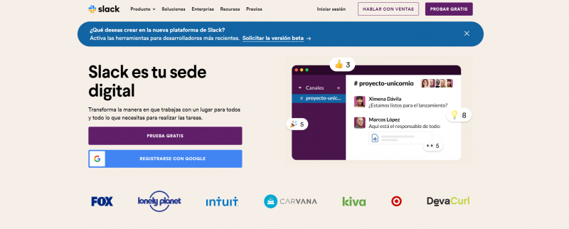 Slack stio web
