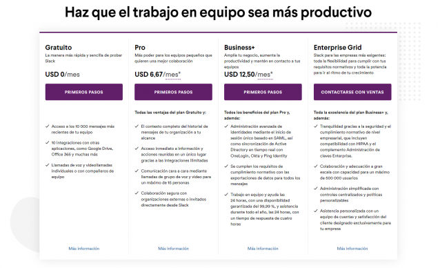 Slack precios
